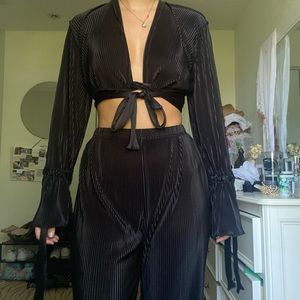 Black tie silky set